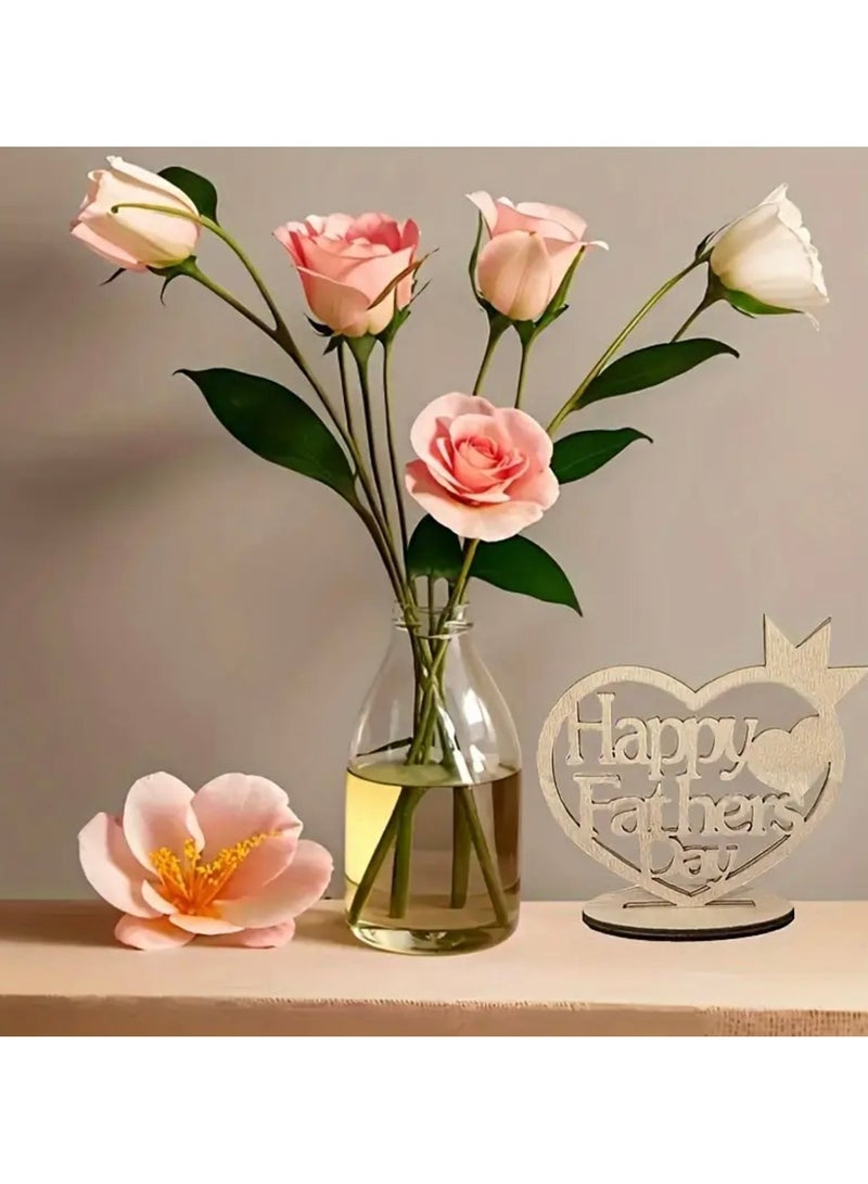 Happy Father's Day Wooden Heart Shaped Gift Idea, Tabletop Decor Gift, Home Room Office Ornament, Tabletop Display Stand, Celebration  - Image 3