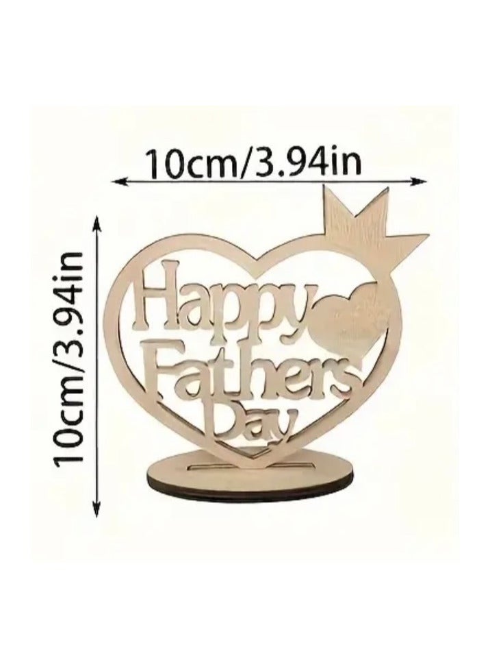 Happy Father's Day Wooden Heart Shaped Gift Idea, Tabletop Decor Gift, Home Room Office Ornament, Tabletop Display Stand, Celebration  - Image 4