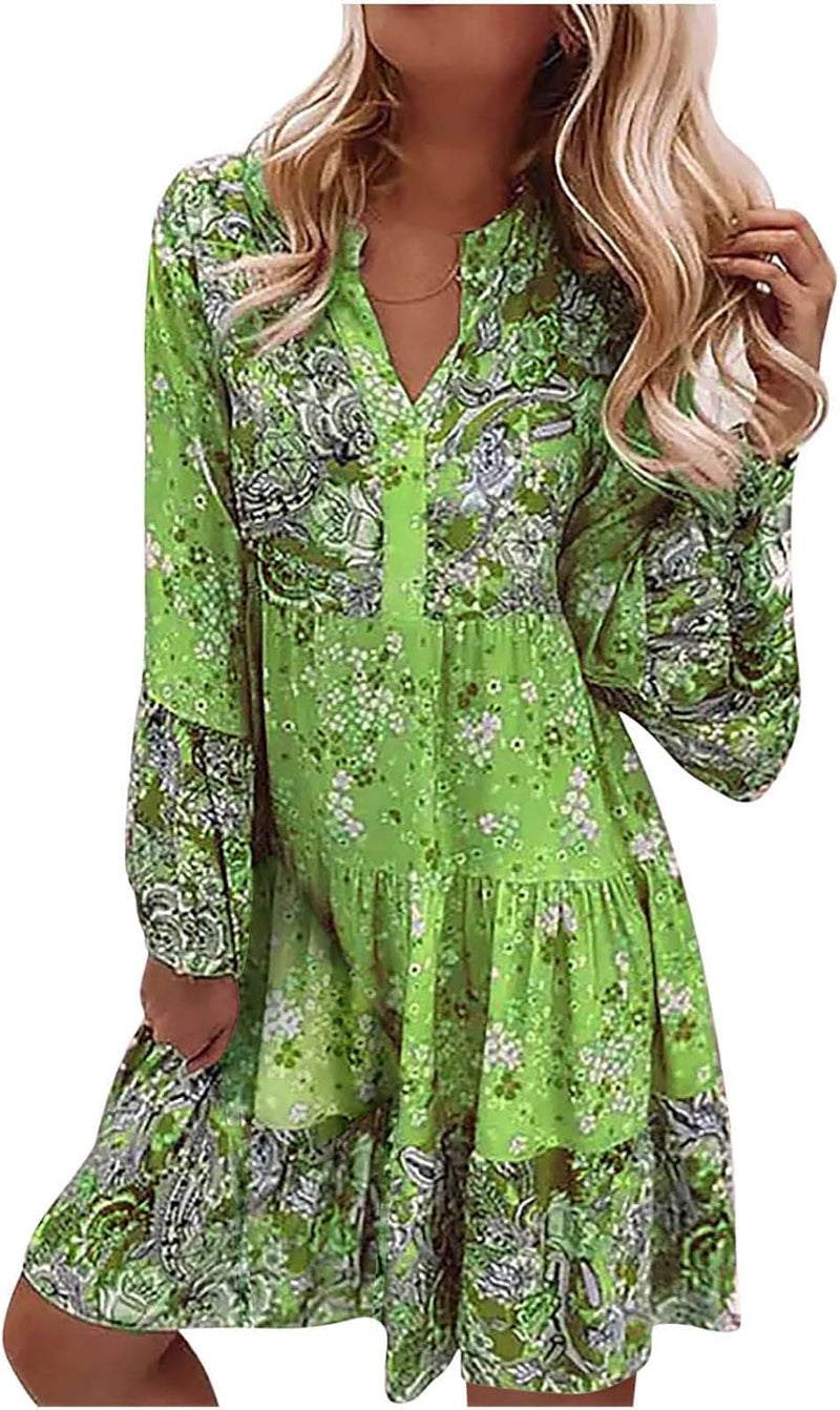 cheekyglo Plus Size Summer V Neck Dresses Cute Shift Tunic Dress Flowy Shift Mini Dress - Image 1