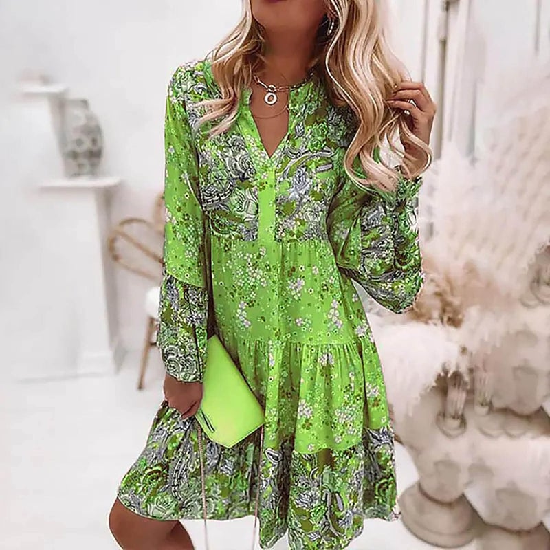 cheekyglo Plus Size Summer V Neck Dresses Cute Shift Tunic Dress Flowy Shift Mini Dress - Image 2