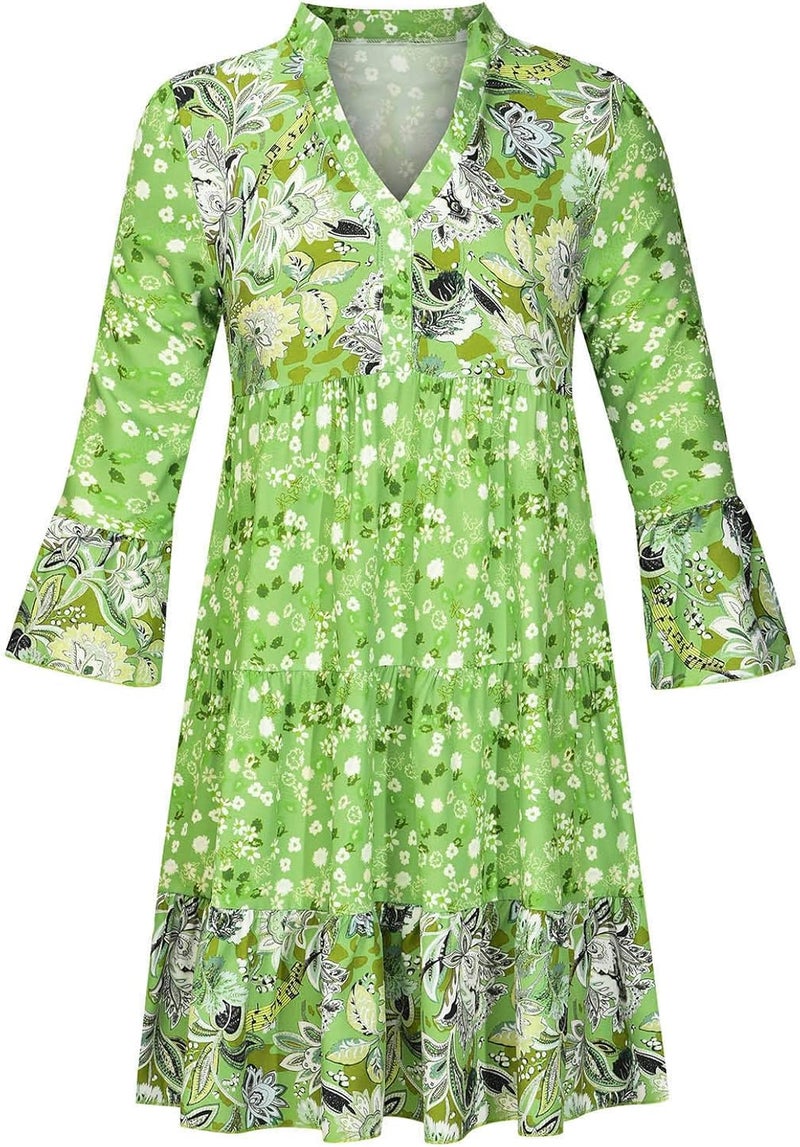 cheekyglo Plus Size Summer V Neck Dresses Cute Shift Tunic Dress Flowy Shift Mini Dress - Image 4