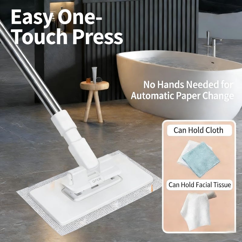 Treayes Snap Grip Mini Mop - Zero Touch No Wash Lazy Mop, Compatible with Swiffer & Face Towels, Adjustable for Wet/Dry Floors, Tile, Hardwood, Corners (5 Reusable Cloths) - Image 4