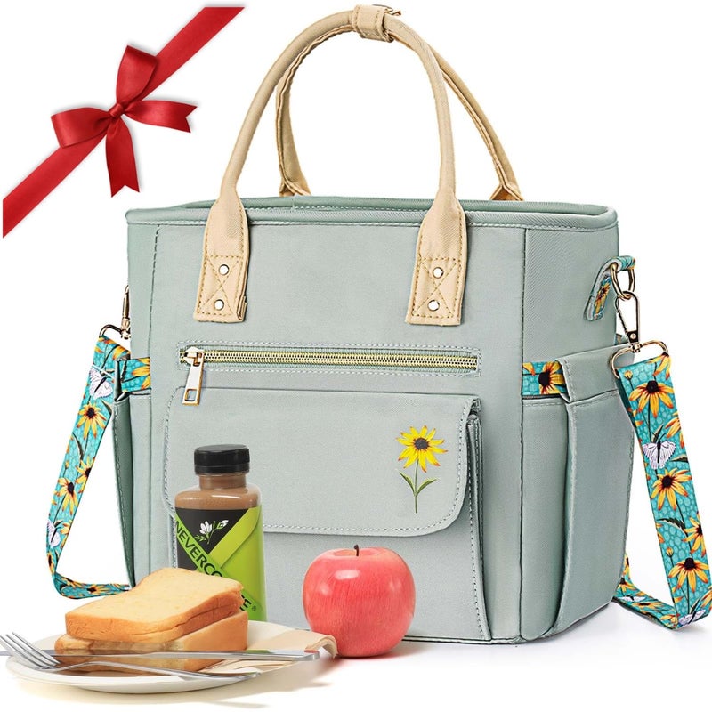 GLORIEROO Deluxe Insulated Lunch Box Bag Women - Leakproof Waterproof Cooler with Multi Pockets Removable Strap for Work Picnic - Teacher Mothers Day Christmas Birthday Gifts - Image 1