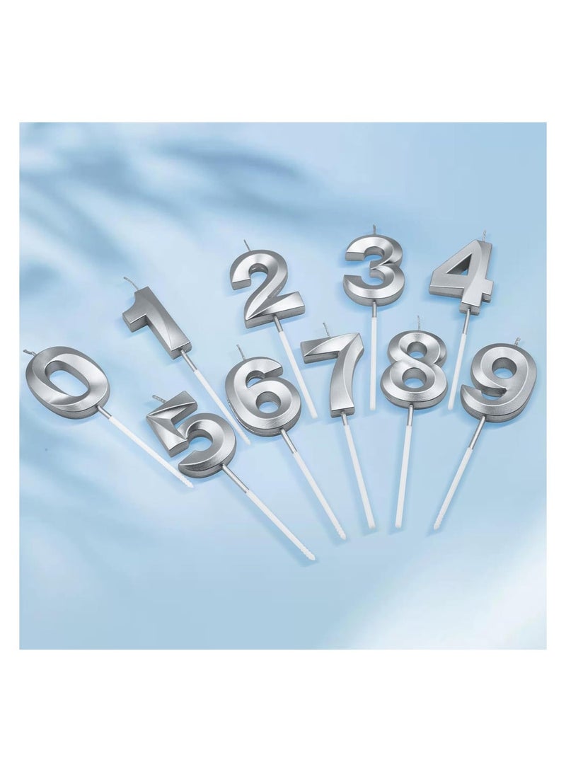 Home zone Silver Number Candles For Happy Birthday Cake and Party Number 6 - Image 3