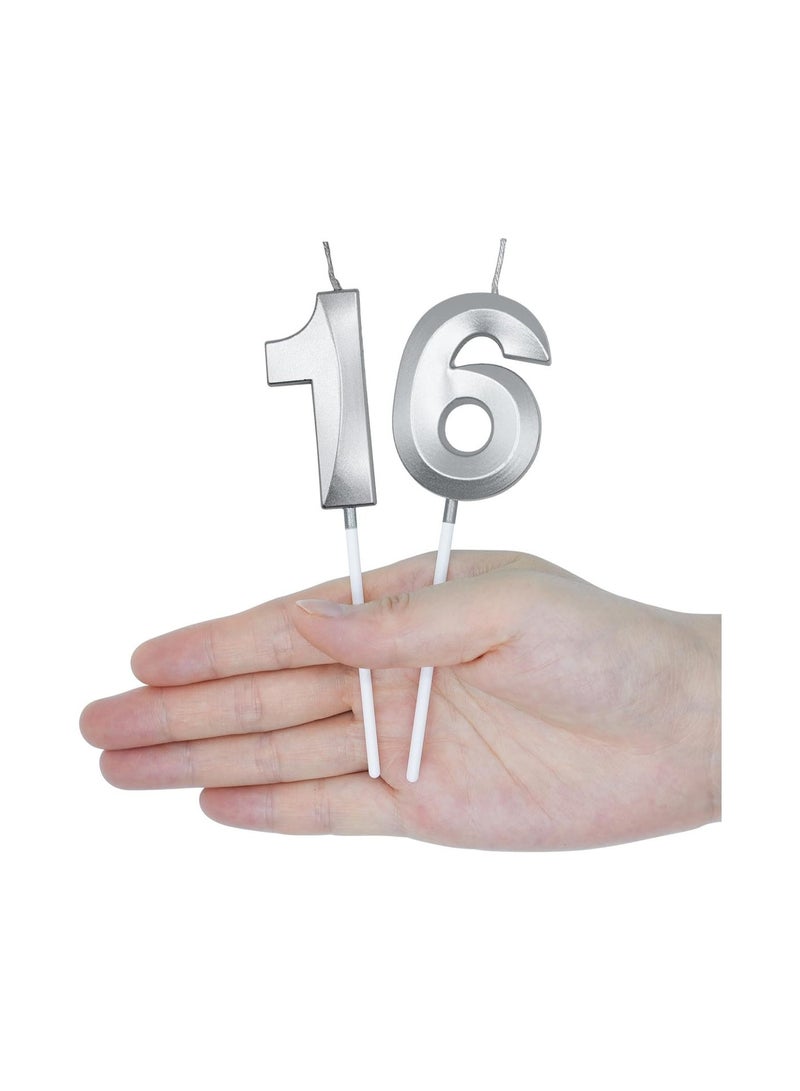 Home zone Silver Number Candles For Happy Birthday Cake and Party Number 6 - Image 4