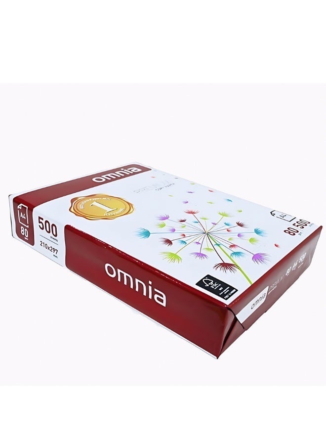 ورق تصوير Omnia A4 80 جم - كرتونة 5 رزم × 500 ورقة (2500 ورقة) - ورق طباعة أبيض للطابعات وآلات التصوير - Image 3