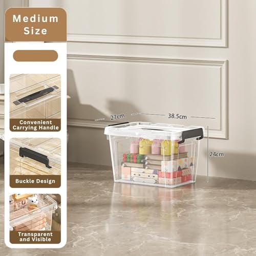 Ash  Roh Ash & Roh Multi-Size Transparent Storage Bins, Stackable Plastic Organizer Containers with Black Latches for Easy Access and Storage (pack of 2, medium 39cm x 27cm x 24cm) - Image 3
