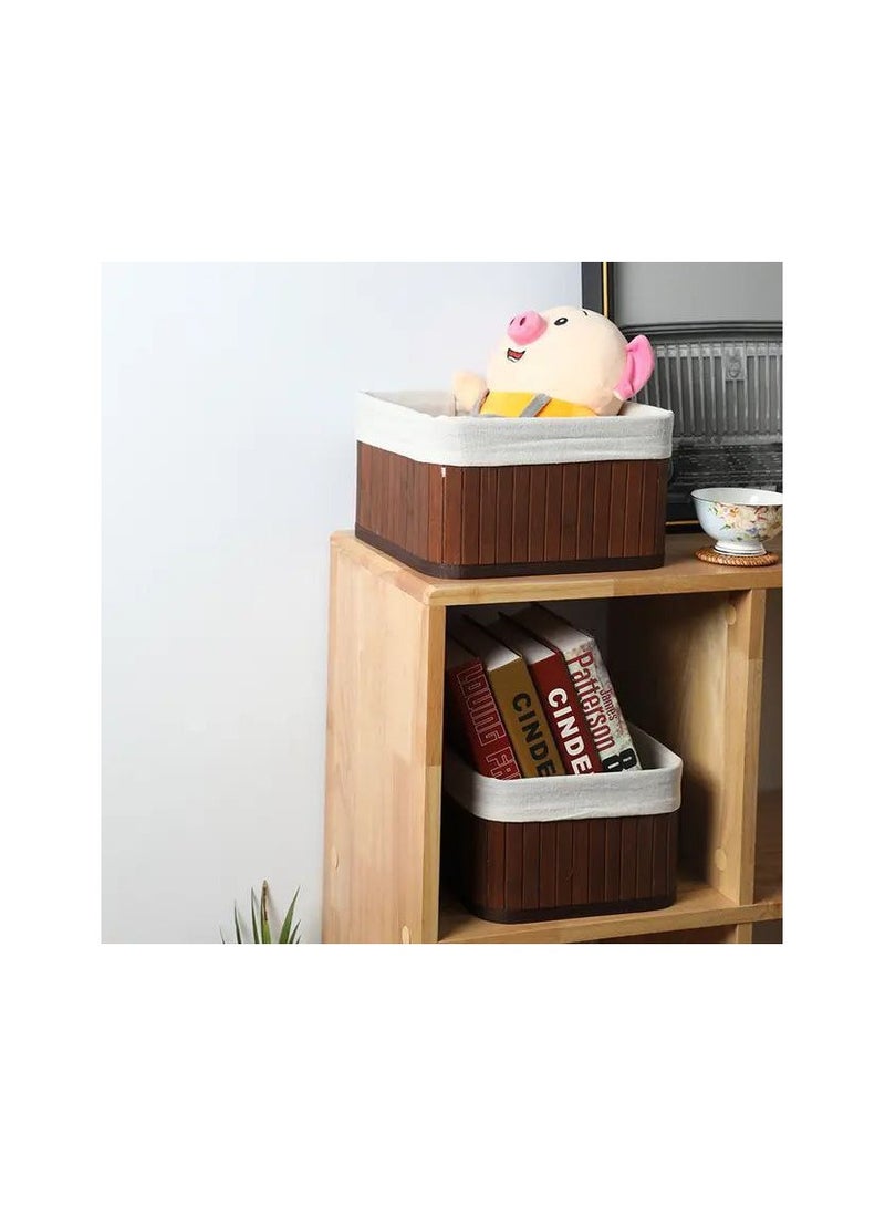 3-piece wooden square box set, linen lined on the inside, excellent material, and wood on the outside, brown color z  - Image 3
