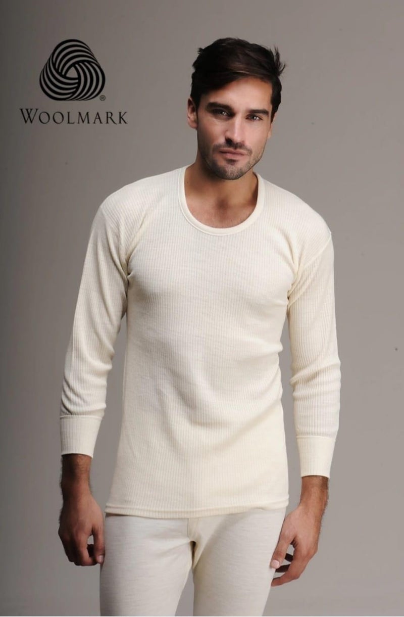 Hasyün 1002 Men's 100% Wool Long Sleeve Undershirt 2 Pieces 