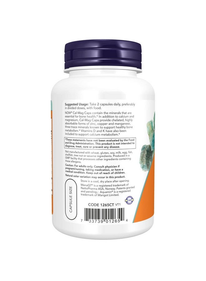 now Supplements Calmag With Zinc Copper Manganese And Vitamin D 120 Capsules - Image 3