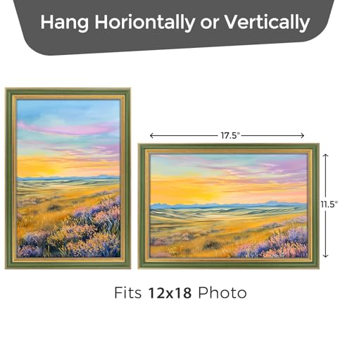 Space Art Deco,12x18 Picture Frame with Real Glass,Ornate 12 x 18 Photo Frame,Wall Display(Green Gold) - Image 2