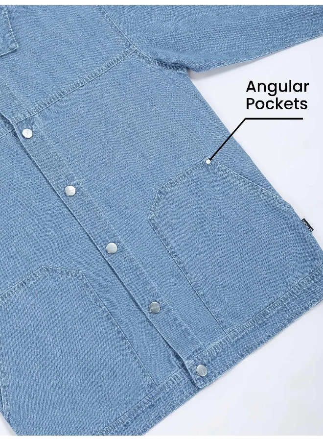 Beyoung Light Blue Denim Jacket Shirt