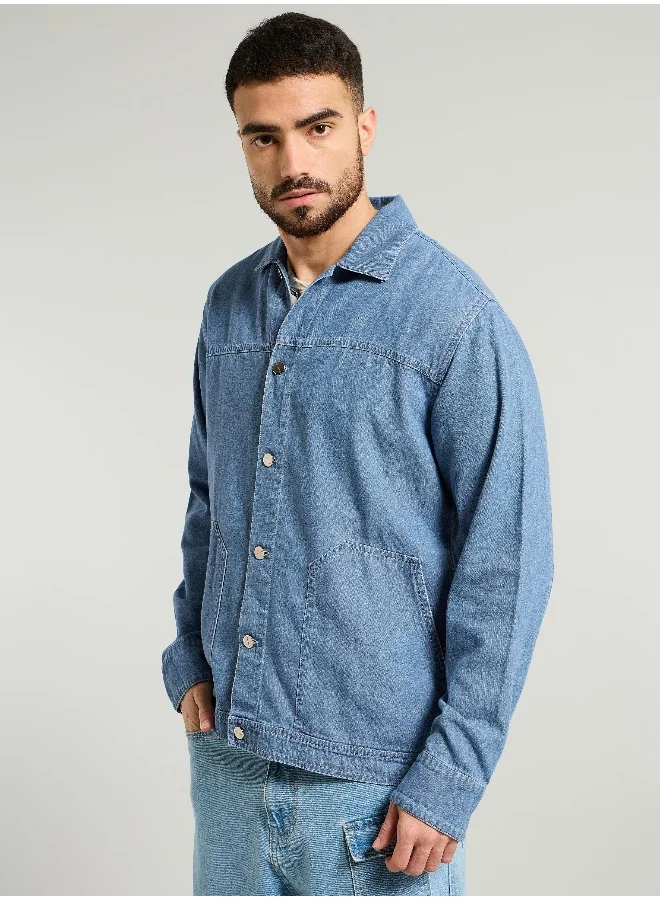 Beyoung Light Blue Denim Jacket Shirt