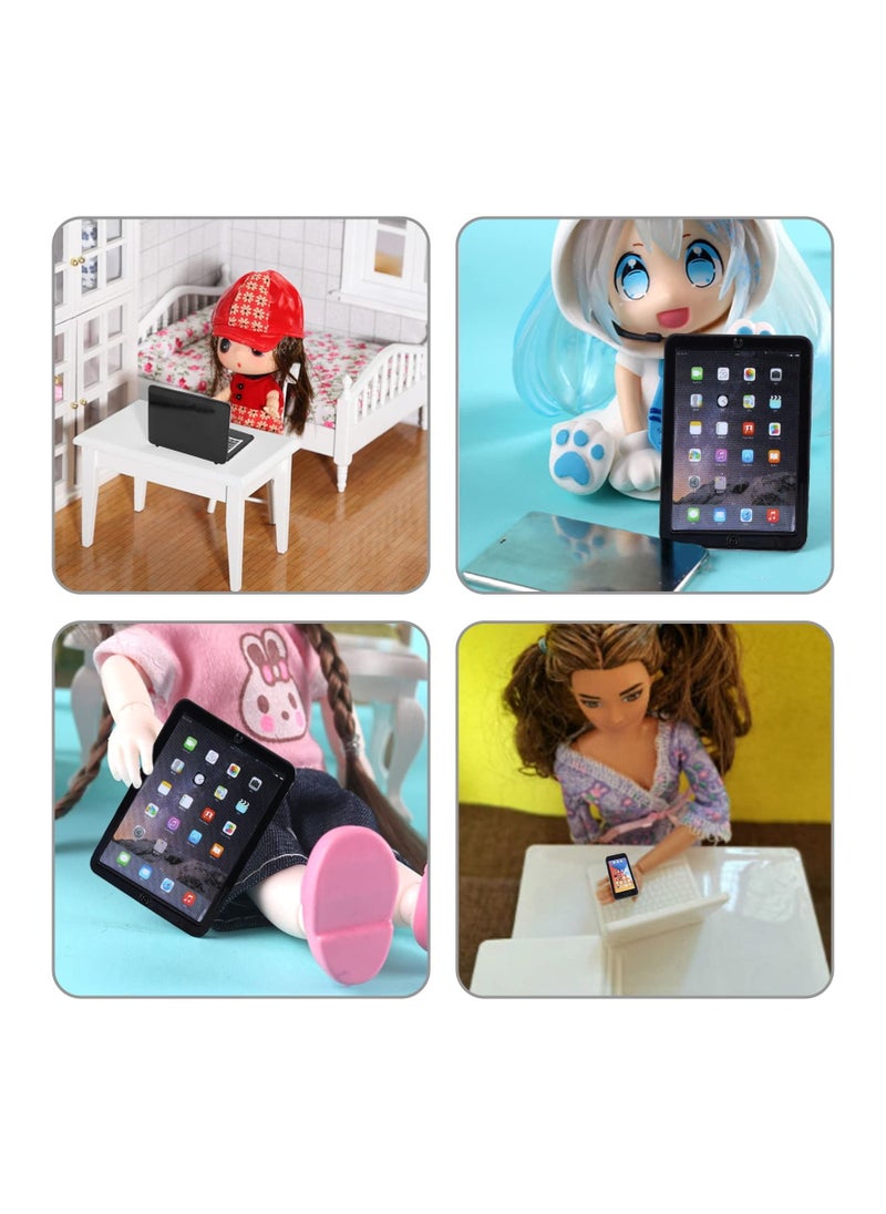 SYOSI - Dollhouse Mini Laptop Tablet and Smart Phone, 1:12 Metal Simulation Scene Computer Simulation Accessories, Miniature Toys, Dollhouse Miniatures Computer Scene Simulation Furniture Accessories (3PCS) - Image 1