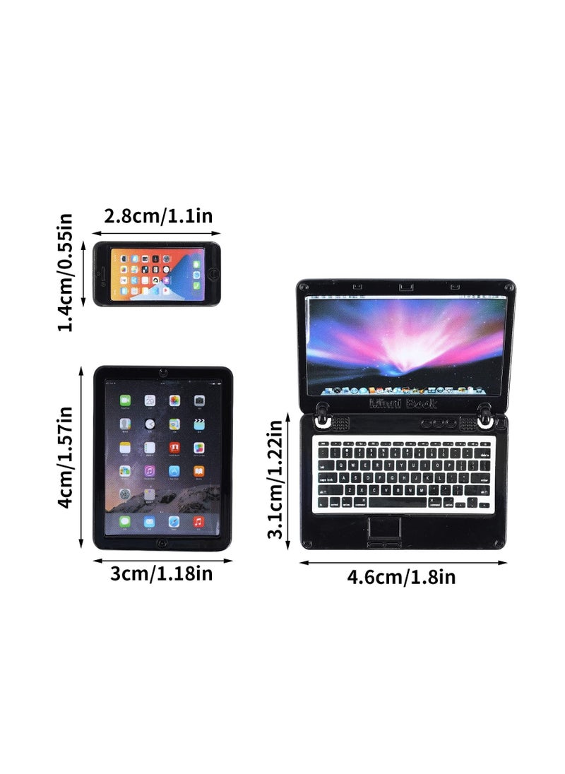 SYOSI - Dollhouse Mini Laptop Tablet and Smart Phone, 1:12 Metal Simulation Scene Computer Simulation Accessories, Miniature Toys, Dollhouse Miniatures Computer Scene Simulation Furniture Accessories (3PCS) - Image 1