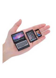 Dollhouse Mini Laptop Tablet and Smart Phone, 1:12 Metal Simulation Scene Computer Simulation Accessories, Miniature Toys, Dollhouse Miniatures Computer Scene Simulation Furniture Accessories (3PCS)