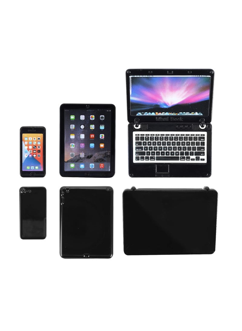 SYOSI - Dollhouse Mini Laptop Tablet and Smart Phone, 1:12 Metal Simulation Scene Computer Simulation Accessories, Miniature Toys, Dollhouse Miniatures Computer Scene Simulation Furniture Accessories (3PCS) - Image 1