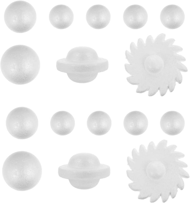 كلاراكو 40 قطعة من مجموعات النظام الشمسي اصنع نموذج كوكبك الخاص، كرات رغوية بيضاء، مجموعات بناء وتلوين لمشاريع العلوم - Image 1