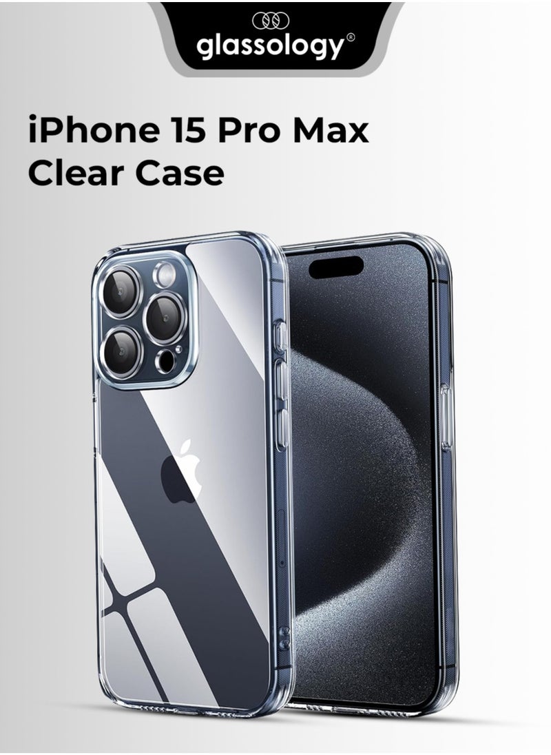 glassology Iphone 15 Pro Max Shockproof Anti Yellowing Crystal Clear Protection Bumper Case Cover for iPhone 15 Pro Max (Transparent )  - Image 1