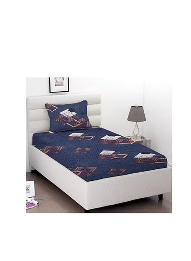 BSB Glace Cotton 180 TC Big Flower Printed Single Bedsheets with 1 King Size Pillow Cover, (60X90 Inches, 4 X 6 Feet) 148*228 cm - Image 1