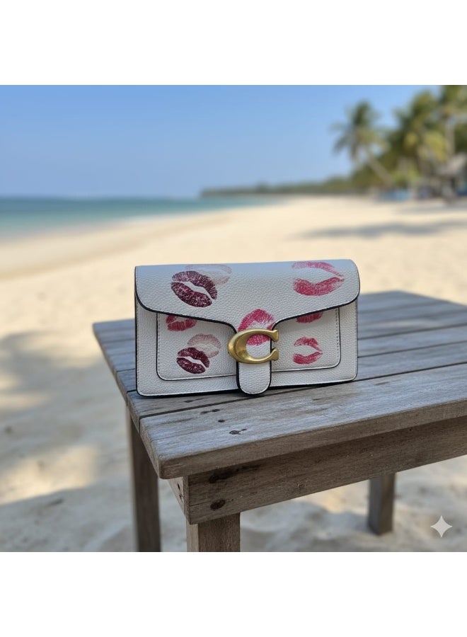 Coachoutlet Tabby Satchel Bag, Kissable Design, Gold Hardware with long belt strap