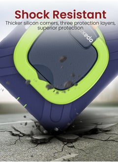 Moxedo Moxedo Shockproof Rugged Protective Colorful Case with 360 Rotating Kickstand , Shoulder Strap , Pen Holder for Kids Compatible for Apple iPad Air4/Air5 10.9 / Pro 11 2018/2020/2021 - Navy Blue/Lime  - Image 5