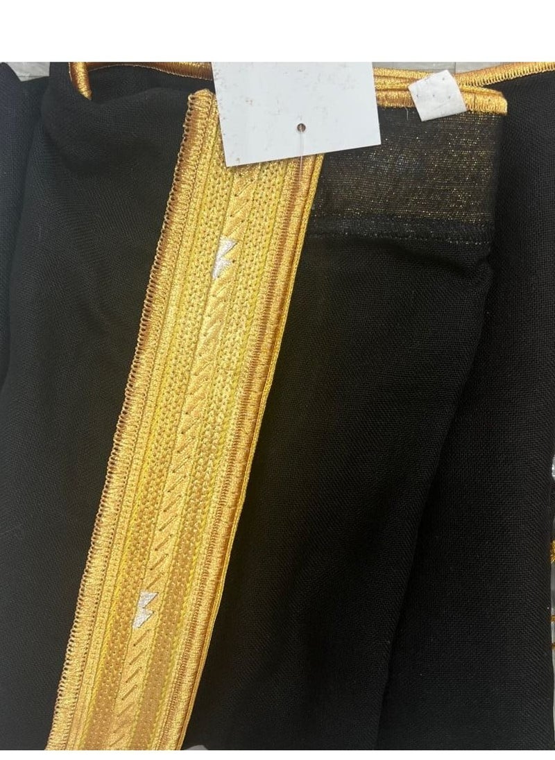 Generic - A boy's bisht, black, golden, luxurious, royal, woolen, the bisht or the mushalh has a long-standing connection with the Gulf man, as it is not a traditional dress, but rather a special wear that is u - Image 1