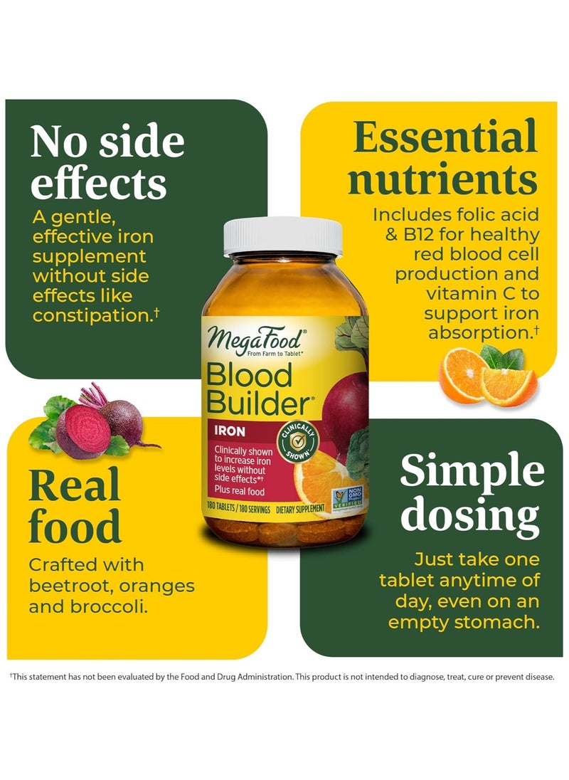 MegaFood Iron Supplement Clinically Shown To Increase Iron Levels Without Side Effects - Dietary Supplement 180 Tablets / 180 Servings  - Image 4