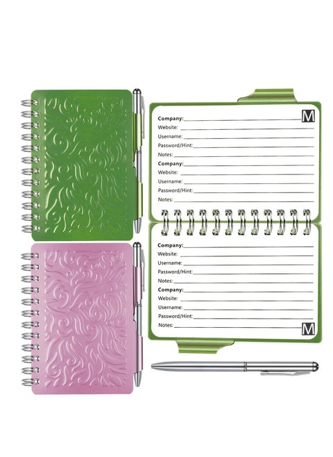 Portable Password Book Password Organizer, Notebook Elegant Mandala Pattern Password Book Keeper with Pen, Spiral Bound Notebook for Password Information (Blue + Rose Red)