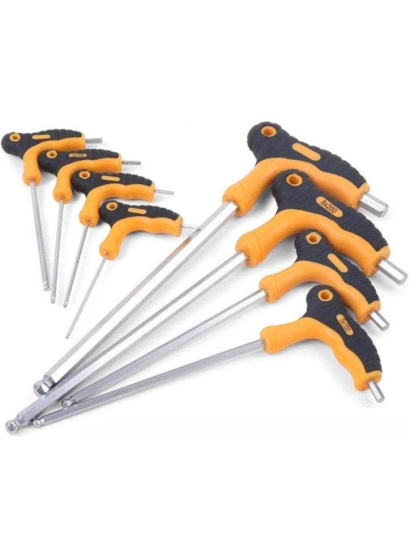 GGOOT Hardware Tool 8Pcs Hex Wrench T-Handle Ball Head Allen Key Set Universal Screwdriver Spanner Double-End Bike Motorcycle Repair Tools (Color : Ball head)  - Image 1