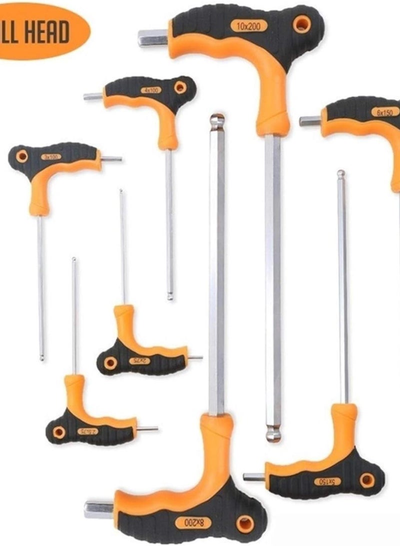 GGOOT Hardware Tool 8Pcs Hex Wrench T-Handle Ball Head Allen Key Set Universal Screwdriver Spanner Double-End Bike Motorcycle Repair Tools (Color : Ball head)  - Image 4