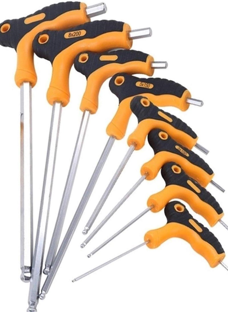 GGOOT Hardware Tool 8Pcs Hex Wrench T-Handle Ball Head Allen Key Set Universal Screwdriver Spanner Double-End Bike Motorcycle Repair Tools (Color : Ball head)  - Image 2