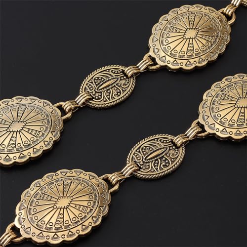 PALAY® 2Pcs Waist Belt for Women Dresses Golden Metal Concho Hip Belt for Saree Fashion Adjustable Western Vintage Waist Chain Stylish Boho Saree Belts Dresses,Jeans,Skirts - Image 4