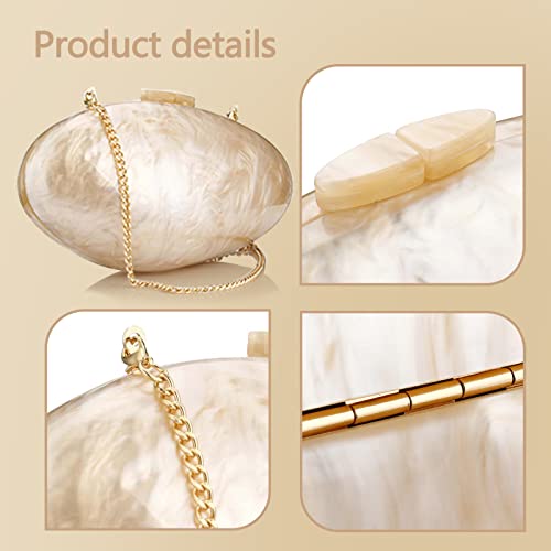 Gets Acrylic Purses and Handbags for Women Shell Shape Clutch Shoulder Crossbody Bag with Chain Elegant for Banquet Evening Wedding Party - Image 3