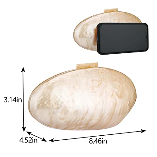 Gets Acrylic Purses and Handbags for Women Shell Shape Clutch Shoulder Crossbody Bag with Chain Elegant for Banquet Evening Wedding Party - Image 4