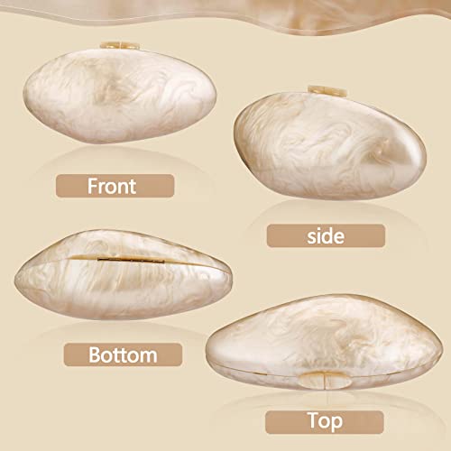Gets Acrylic Purses and Handbags for Women Shell Shape Clutch Shoulder Crossbody Bag with Chain Elegant for Banquet Evening Wedding Party - Image 2