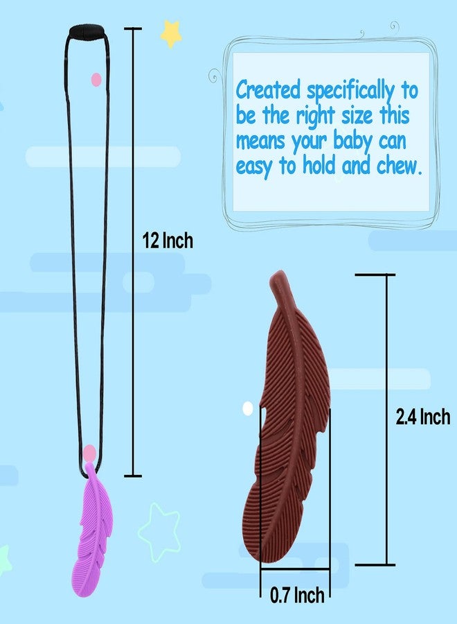 Atsky Chew Necklaces for Sensory Kids, Silicone Feather Chewy Toys for Boys and Girls with Autism, ADHD, SPD or Special Needs, Oral Motor Chewable Pendant for Mild Chewers Colorful - Image 5