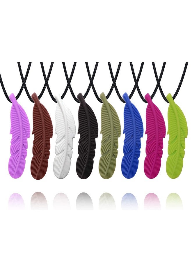 Atsky Chew Necklaces for Sensory Kids, Silicone Feather Chewy Toys for Boys and Girls with Autism, ADHD, SPD or Special Needs, Oral Motor Chewable Pendant for Mild Chewers Colorful - Image 1