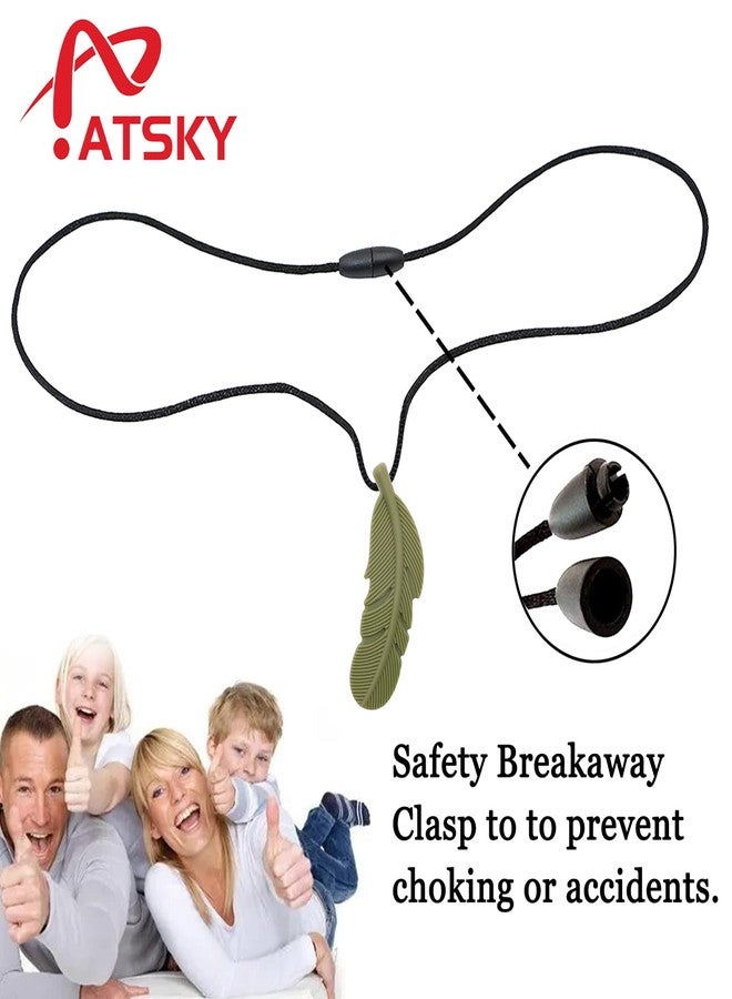 Atsky Chew Necklaces for Sensory Kids, Silicone Feather Chewy Toys for Boys and Girls with Autism, ADHD, SPD or Special Needs, Oral Motor Chewable Pendant for Mild Chewers Colorful - Image 3
