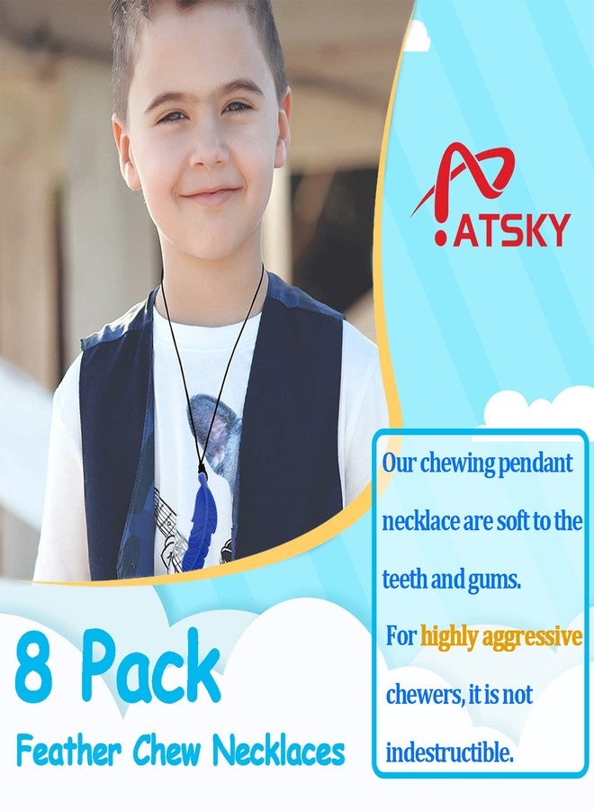 Atsky Chew Necklaces for Sensory Kids, Silicone Feather Chewy Toys for Boys and Girls with Autism, ADHD, SPD or Special Needs, Oral Motor Chewable Pendant for Mild Chewers Colorful - Image 4