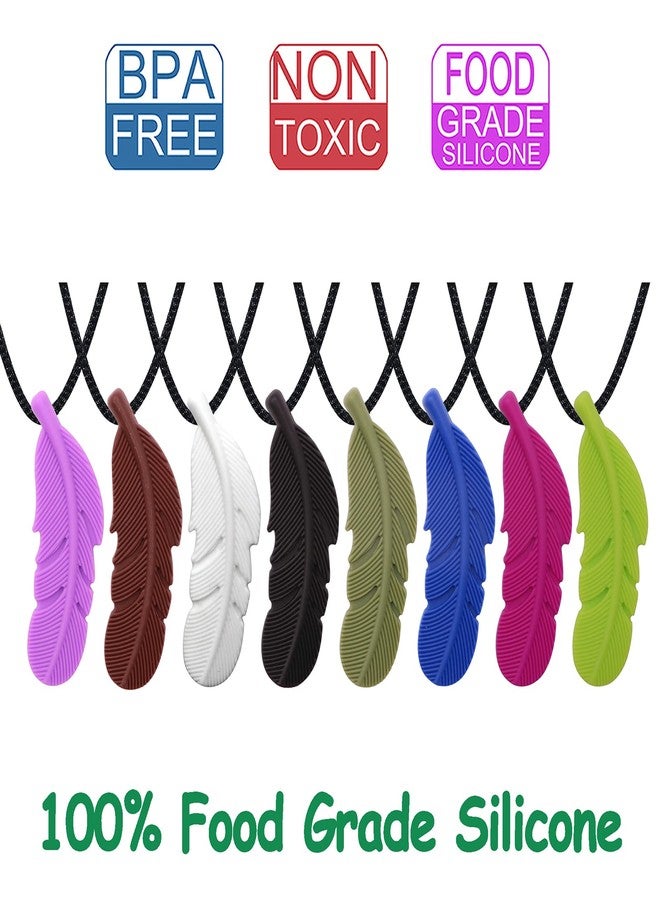 Atsky Chew Necklaces for Sensory Kids, Silicone Feather Chewy Toys for Boys and Girls with Autism, ADHD, SPD or Special Needs, Oral Motor Chewable Pendant for Mild Chewers Colorful - Image 2