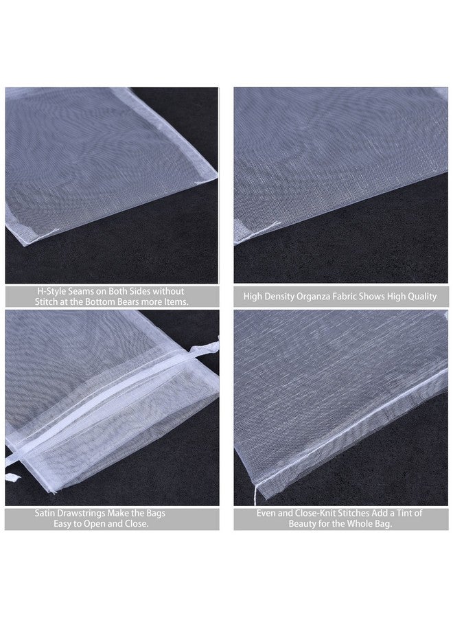 SumDirect White Sheer Organza Bags - 100Pcs 6x9 inches Organza Gift Bags with Drawstring, Organza Jewelry Pouches for Wedding Party Christmas Favor - Image 3