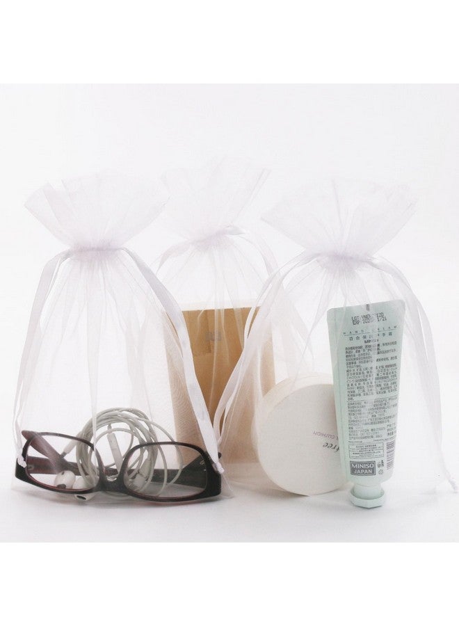 SumDirect White Sheer Organza Bags - 100Pcs 6x9 inches Organza Gift Bags with Drawstring, Organza Jewelry Pouches for Wedding Party Christmas Favor - Image 5