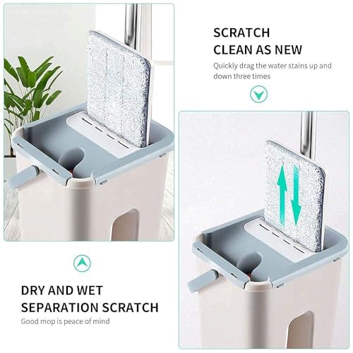 XML Flat Floor Mop with Bucket 360° Flexible Head with Super Absorbent Microfiber Pads Floor Cleaner Squeeze Kitchen Bathroom Accessories Items - Image 5