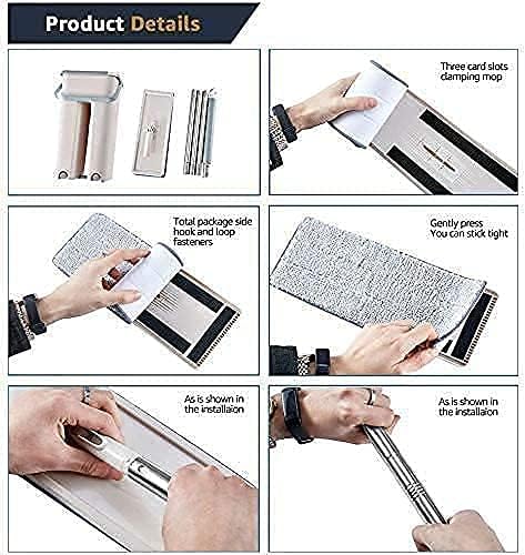XML Flat Floor Mop with Bucket 360° Flexible Head with Super Absorbent Microfiber Pads Floor Cleaner Squeeze Kitchen Bathroom Accessories Items - Image 4