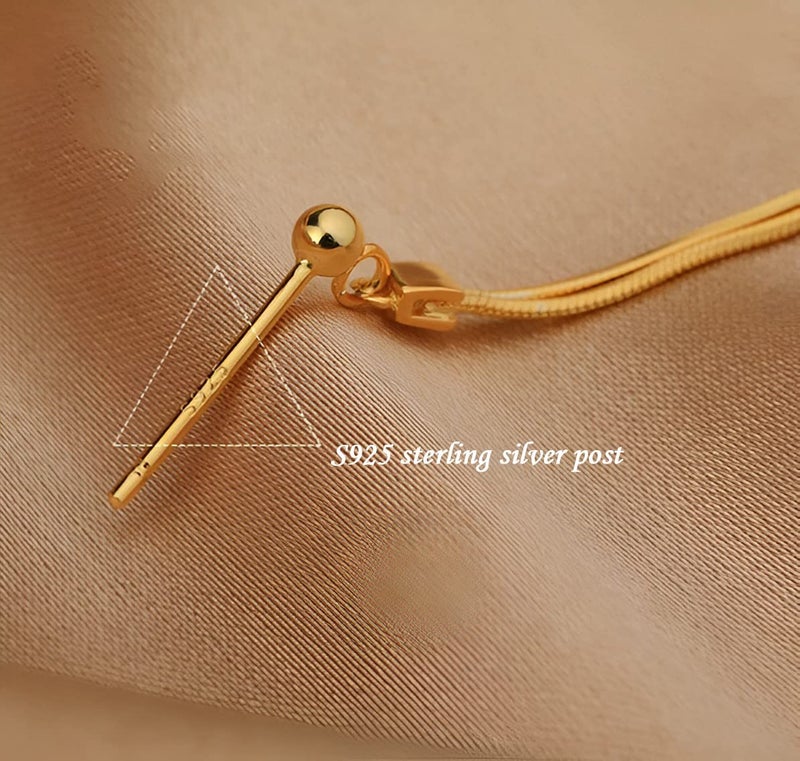 OLARCU Long Gold Dainty Dangle drop Minimalist Tassel Earrings for Women (Gold) - Image 3