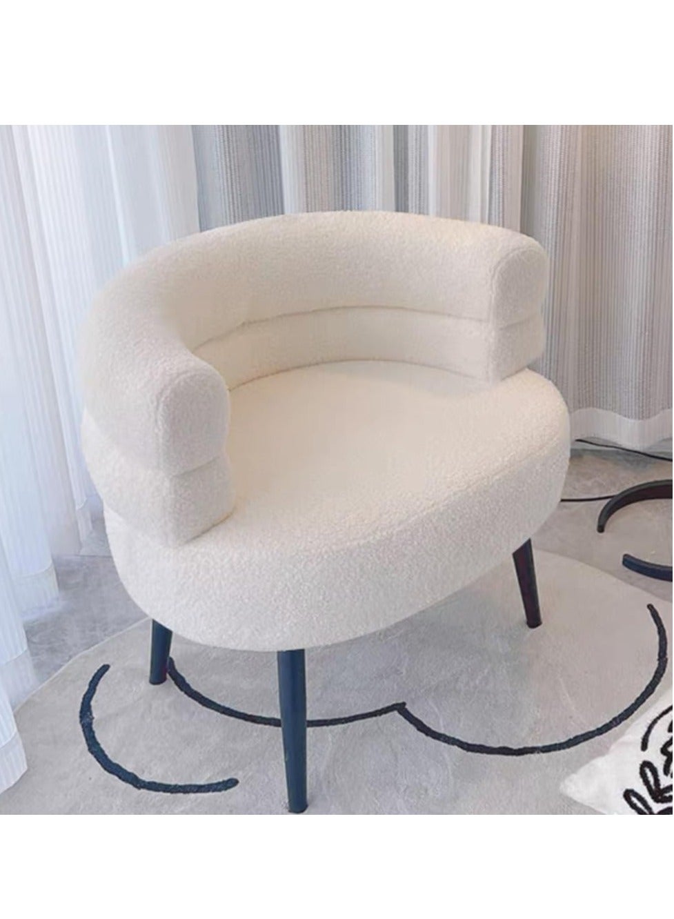 Single Seater Sofa Armchair Lazy Susan Sun Chair for Living Room Bedroom Apartment Balcony Washable Small (White)