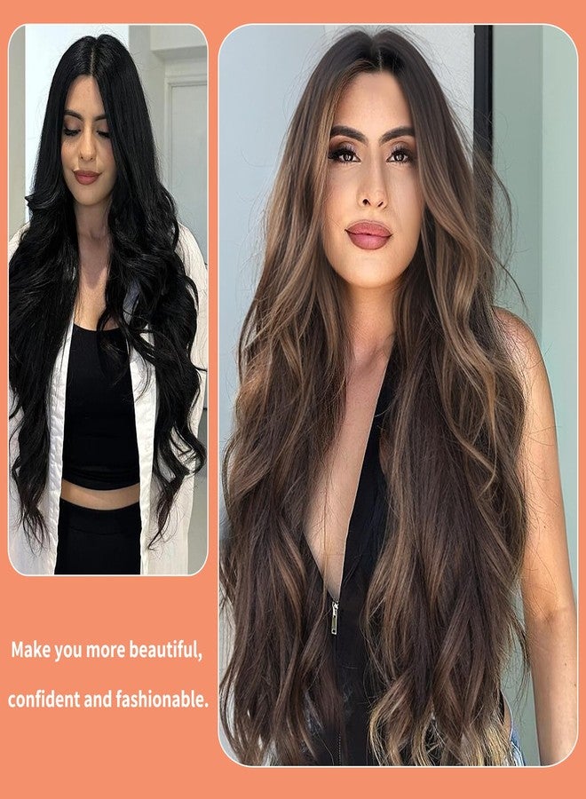 سيكيكي شعر مستعار صناعي من سيكيكي، دانتيل أمامي، للنساء ذوات البشرة السمراء، لون بني فاتح ممزوج بالأسود، شعر طبيعي مموج، جاهز للارتداء، دانتيل عالي الدقة 13x4x1، فرق وسطي، طول 26 بوصة - Image 4