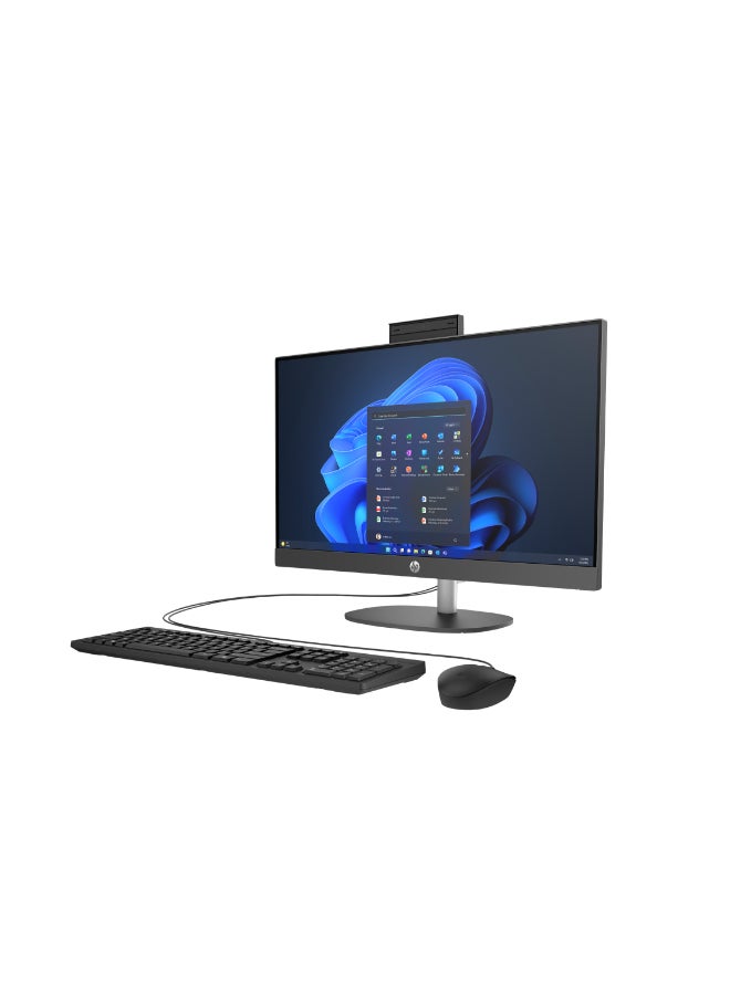 HP جهاز كمبيوتر مكتبي متكامل Pro 240 G10 بشاشة 23.8 بوصة عالية الدقة بالكامل (1920×1080)، معالج Intel Core i7-1355U، ذاكرة وصول عشوائي 16 جيجابايت DDR5، قرص صلب SSD بسعة 512 جيجابايت، معالج رسومات Intel HD، نظام تشغيل DOS (بدون ويندوز)، يدعم اللغتين الإنجليزية والعربية، اللون أسود الإنجليزية/العربية أسود - Image 2