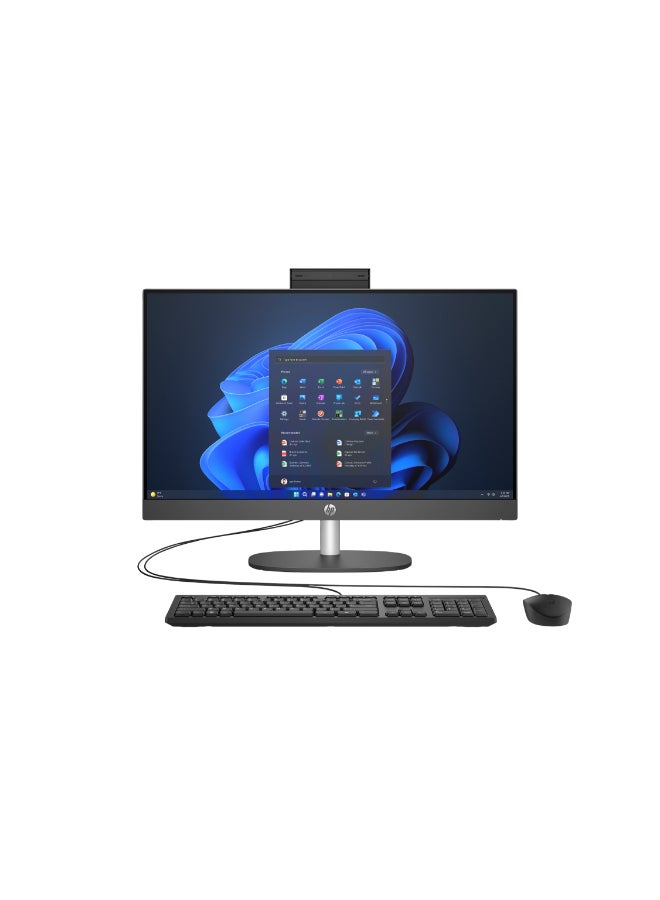 HP جهاز كمبيوتر مكتبي متكامل Pro 240 G10 بشاشة 23.8 بوصة عالية الدقة بالكامل (1920×1080)، معالج Intel Core i7-1355U، ذاكرة وصول عشوائي 16 جيجابايت DDR5، قرص صلب SSD بسعة 512 جيجابايت، معالج رسومات Intel HD، نظام تشغيل DOS (بدون ويندوز)، يدعم اللغتين الإنجليزية والعربية، اللون أسود الإنجليزية/العربية أسود - Image 1
